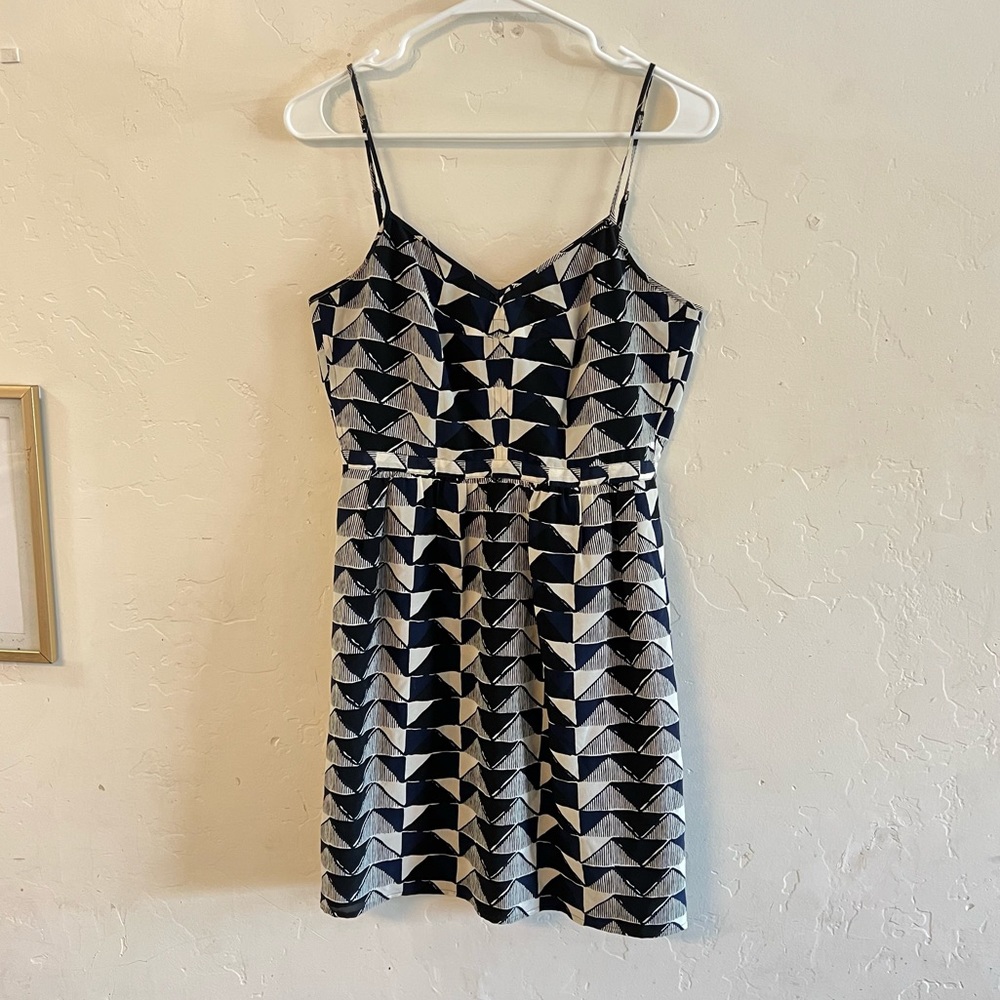 Madewell Blue & White Printed V Neck Fitted Dress Size 4